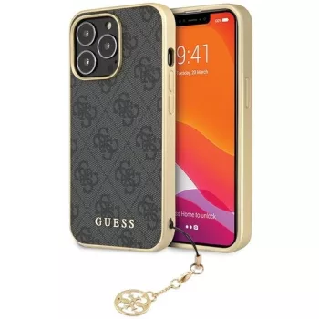   Guess 4G Charms Collection hátlap, tok iPhone 14 Pro, szürke