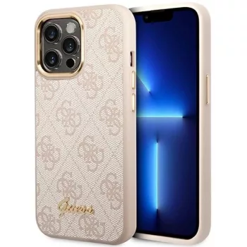   Guess GUHCP14LHG4SHP 4G Vintage Gold Logo iPhone 14 Pro 6,1", hátlap, tok, rózsaszín