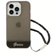 Guess GUHCP14LHGCOHK iPhone 14 Pro 6,1" hátlap, tok Translucent Pearl Strap, fekete