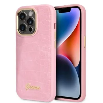   Guess GUHCP14LHGCRHP Croco Collection iPhone 14 Pro 6,1", hátlap, tok, rózsaszín