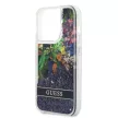 Guess iPhone 14 Pro Flower Liquid Glitter (GUHCP14LLFLSB) hátlap, tok, színes