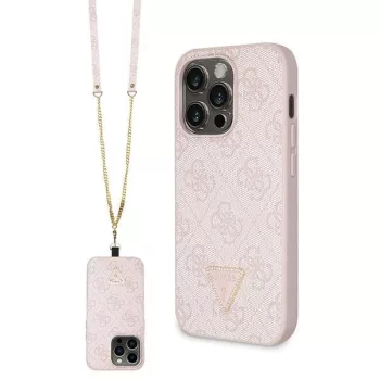   Guess GUHCP14LP4TDSCPP hátlap, tok iPhone 14 Pro Crossbody 4G Metal Logo, rózsaszín