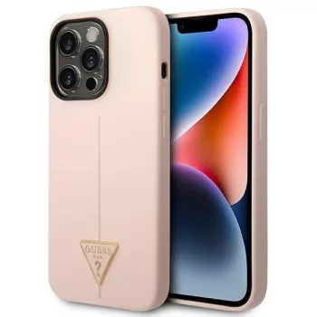   Guess GUHCP14LSLTGP iPhone 14 Pro 6.1" hátlap, tok Silicone Triangle, rózsaszín