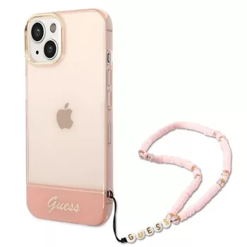   Guess GUHCP14MHGCOHP iPhone 14 Plus 6.7" hátlap, tok Translucent Pearl Strap, rózsaszín