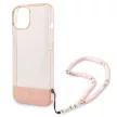 Guess GUHCP14MHGCOHP iPhone 14 Plus 6.7" hátlap, tok Translucent Pearl Strap, rózsaszín