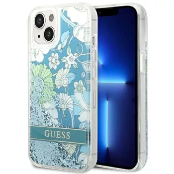   Guess GUHCP14MLFLSN iPhone 14 Plus 6.7 " hátlap, tok Flower Liquid Glitter, zöld