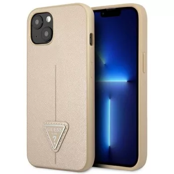   Guess GUHCP14MPSATLE iPhone 14 Plus 6.7" hátlap, tok SaffianoTriangle Logo, bézs