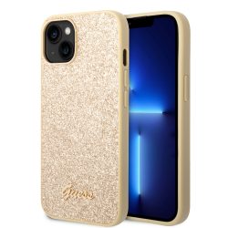   Guess iPhone 14 Glitter Flakes Metal Logo (GUHCP14SHGGSHD) hátlap, tok, arany