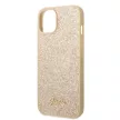 Guess iPhone 14 Glitter Flakes Metal Logo (GUHCP14SHGGSHD) hátlap, tok, arany