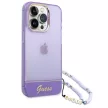 Guess GUHCP14XHGCOHU iPhone 14 Pro Max 6.7" hátlap, tok Translucent Pearl Strap, lila