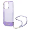 Guess GUHCP14XHGCOHU iPhone 14 Pro Max 6.7" hátlap, tok Translucent Pearl Strap, lila