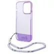 Guess GUHCP14XHGCOHU iPhone 14 Pro Max 6.7" hátlap, tok Translucent Pearl Strap, lila
