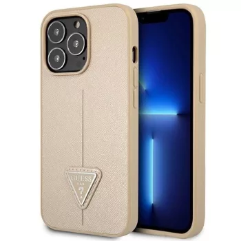   Guess GUHCP14XPSATLE iPhone 14 Pro Max 6,7 " hátlap, tok SaffianoTriangle Logo, bézs