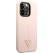 Guess GUHCP14XSLTGP iPhone 14 Pro Max 6.7" hátlap, tok Silicone Triangle, rózsaszín
