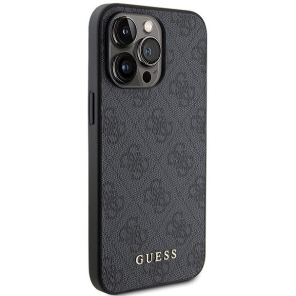 Guess iPhone 15 Pro Metal Gold Logo (GUHCP15LG4GFGR) hátlap, tok, szürke