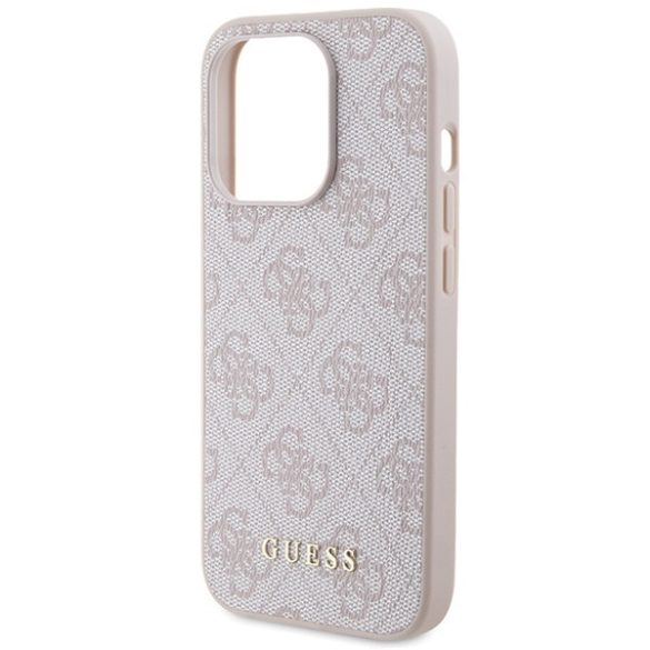 Guess iPhone 15 Pro Metal Gold Logo (GUHCP15LG4GFPI) hátlap, tok, rózsaszín