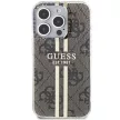 Guess IML 4G Gold Stripe hátlap, tok iPhone 15 Pro, barna