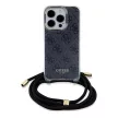 Guess Crossbody Cord 4G Print hátlap, tok iPhone 15 Pro, fekete