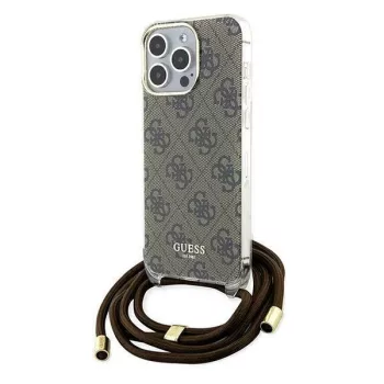   Guess Crossbody Cord 4G Print hátlap, tok iPhone 15 Pro, barna