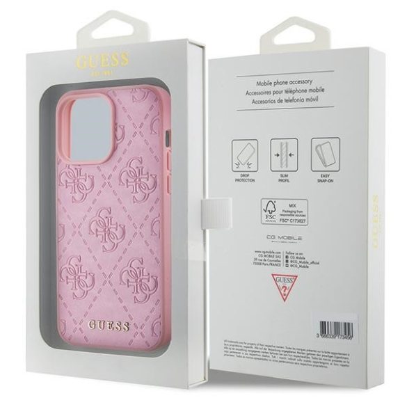 Guess iPhone 15 Pro Silicone Logo Strass 4G (GUHCP15LP4EPMP) hátlap, tok, rózsaszín