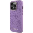 Guess iPhone 15 Pro Leather 4G Stamped (GUHCP15LP4EPMU) hátlap, tok, világos lila