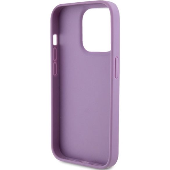 Guess iPhone 15 Pro Leather 4G Stamped (GUHCP15LP4EPMU) hátlap, tok, világos lila