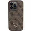 Guess iPhone 15 Pro Leather Triangle Strass (GUHCP15LP4TDPP) hátlap, tok, barna