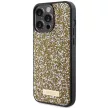 Guess Rhinestone Metal Logo hátlap, tok iPhone 15 Pro, sárga