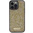 Guess Rhinestone Metal Logo hátlap, tok iPhone 15 Pro, sárga