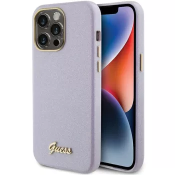   Guess iPhone 15 Pro Glitter Glossy Script (GUHCP15LPGMCSD) hátlap, tok, lila