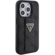 Guess Grip Stand 4G Triangle Strass hátlap, tok iPhone 15 Pro, fekete