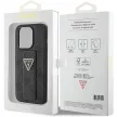 Guess Grip Stand 4G Triangle Strass hátlap, tok iPhone 15 Pro, fekete