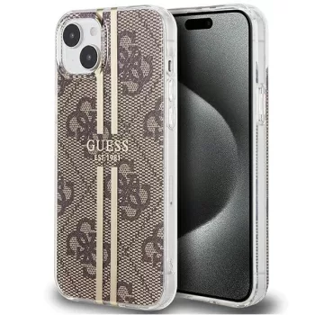   Guess IML 4G Gold Stripe hátlap, tok iPhone 15 Plus/14 Plus, barna