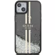 Guess Liquid Glitter Gold Stripes hátlap, tok iPhone 15 Plus/14 Plus, fekete