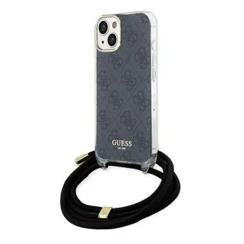   Guess Crossbody Cord 4G Print hátlap, tok iPhone 15/14/13, fekete