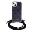 Guess Crossbody Cord 4G Print hátlap, tok iPhone 15/14/13, fekete