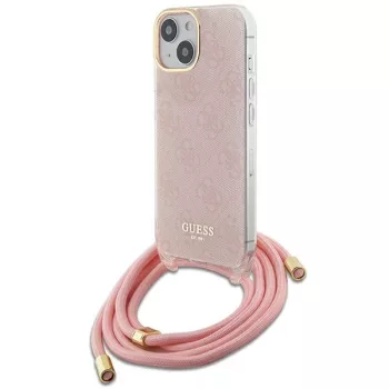  Guess Crossbody Cord 4G Print hátlap, tok iPhone 15/14/13, rózsaszín