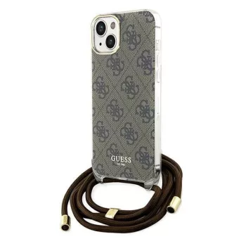   Guess Crossbody Cord 4G Print hátlap, tok iPhone 15/14/13, barna