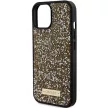 Guess Rhinestone Metal Logo hátlap, tok iPhone 15, sárga