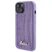Guess Sequin Script Metal hátlap, tok iPhone 15, lila
