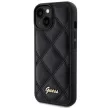 Guess Quilted Metal Logo hátlap, tok iPhone 15, fekete