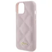 Guess Quilted Metal Logo hátlap, tok iPhone 15, rózsaszín