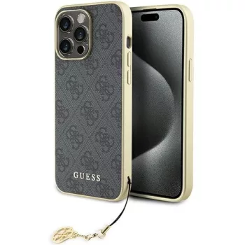   Guess 4G Charms Collection hátlap, tok iPhone 15 Pro Max, szürke