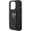 Guess Grip Stand 4G Triangle Strass hátlap, tok iPhone 15 Pro Max, fekete