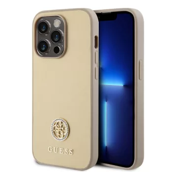   Guess iPhone 15 Pro Max PU 4G Strass Metal Logo (GUHCP15XPS4DGPD) hátlap, tok, arany