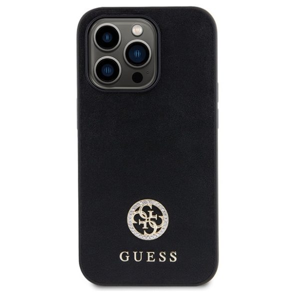 Guess iPhone 15 Pro Max Strass Metal Logo (GUHCP15XPS4DGPK) hátlap, tok, fekete