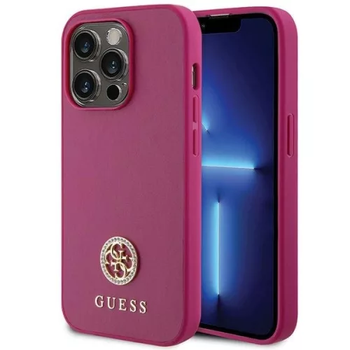 Guess GUHCP15XPS4DGPP iPhone 15 Pro Max 6.7" hátlap, tok Strass Metal Logo, rózsaszín