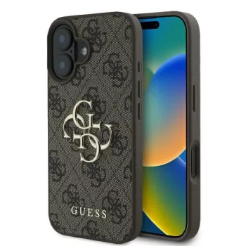   Guess GUHCP16L4GMGBR iPhone 16 Pro 6.3" brązowy/barna keménytok 4G nagy logó