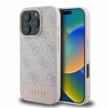   Guess GUHCP16LG4GLPI iPhone 16 Pro 6.3" różowy/rózsaszín keménytok 4G Bottom Stripe
