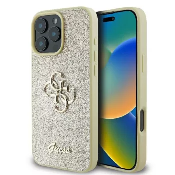   Guess GUHCP16LHG4SGD iPhone 16 Pro 6.3" złoty/gold keménytok Fixed Glitter Big 4G